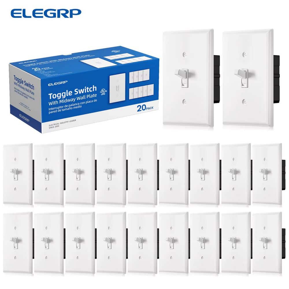 Toggle Switch Single Pole, 15 Amp, 120 V, Quiet Self-Grounding, Residential and Commercial Grade (20 Pack, White) price history on PriceWatchPro