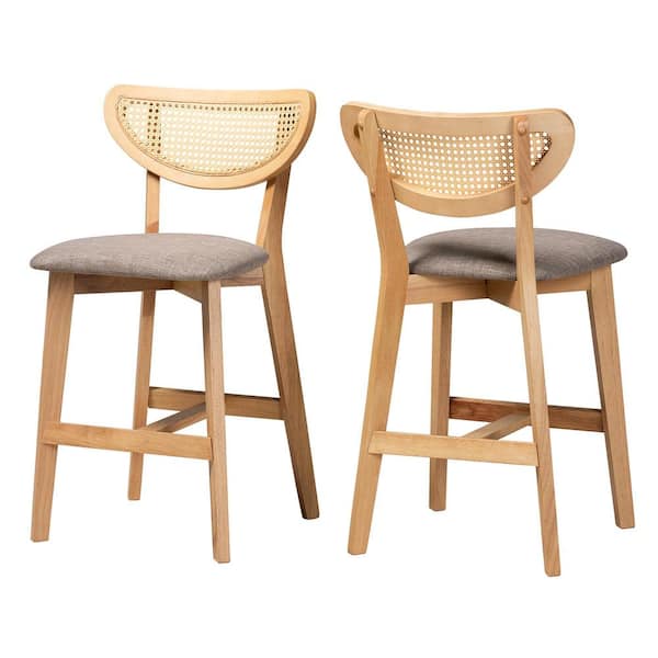 Baxton Studio Dannell 24 In Grey And Natural Oak Wood Counter Stool   Grey Natural Oak Light Brown Baxton Studio Bar Stools 235 2p 13306 Hd 64 600 