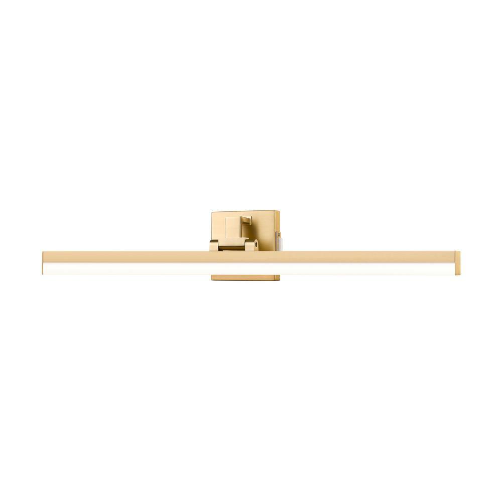 Liam 32 in. 2-Light Modern Gold Integrated LED Vanity Light with Frosted Pl