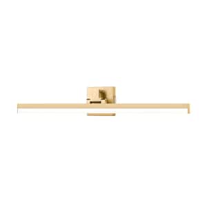 Liam 32 in. 2-Light Modern Gold Integrated LED Vanity Light with Frosted Plastic Shade