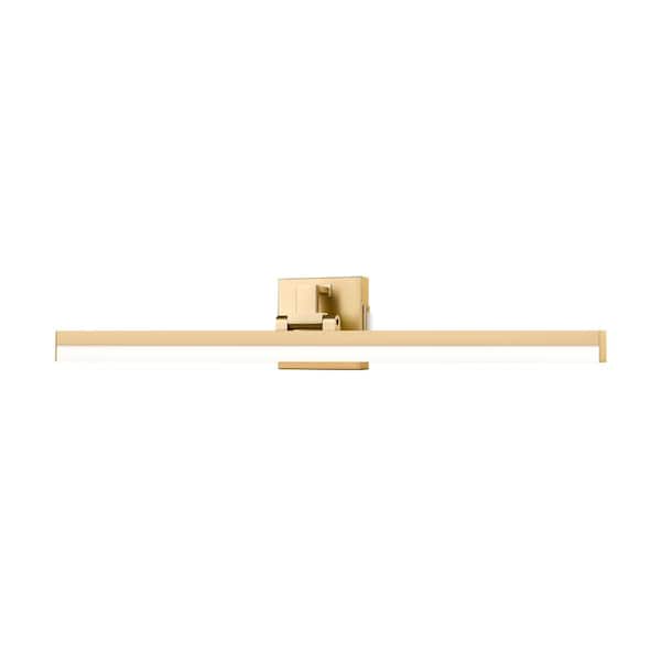 Unbranded Liam 32 in. 2-Light Modern Gold Integrated LED Vanity Light with Frosted Plastic Shade