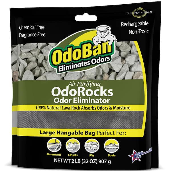 OdoBan 32 oz. OdoRocks Natural Volcanic Rock Odor Eliminator, Unscented Non-Toxic Rechargeable Odor Absorber Bag for Car & Home