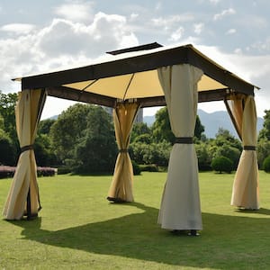 9.8 ft. W x 9.8 ft. D Khaki Outdoor Patio Gazebo Tent Garden Canopy for Your Yard, Patio, Garden, Outdoor or Party