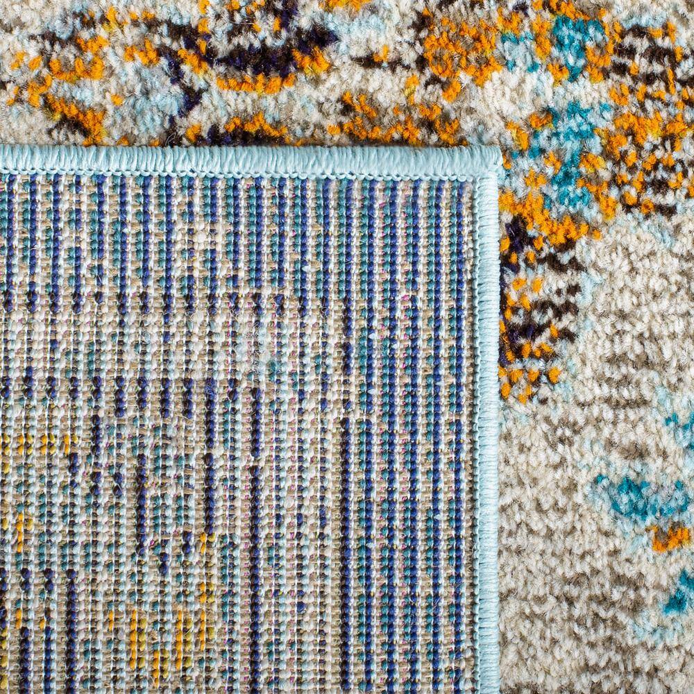 Blue and Light Blue Round Synthetic Non-slip Area Rug