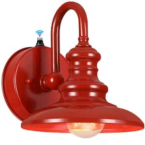 Modern 8.07 in. Red Dusk to Dawn Indoor/Outdoor Hardwired Barn Sconce with No Bulbs Included