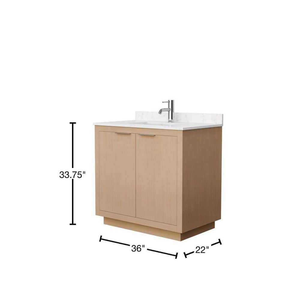 Light Straw Freestanding Single Vanity with Carrara Marble Top