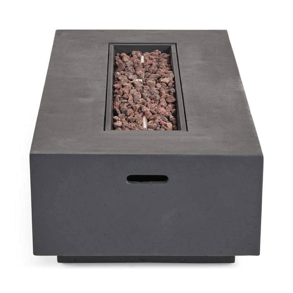 56" Dark Grey Concrete Gas Fire Pit Table with Tank Holder
