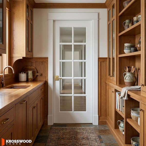 Krosswood Doors 32 in. x 80 in. Shaker MDF Primed Wood Low-E Glass