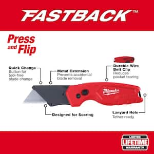 FASTBACK Compact Folding Utility Knife with General Purpose Blade (3-Pack)