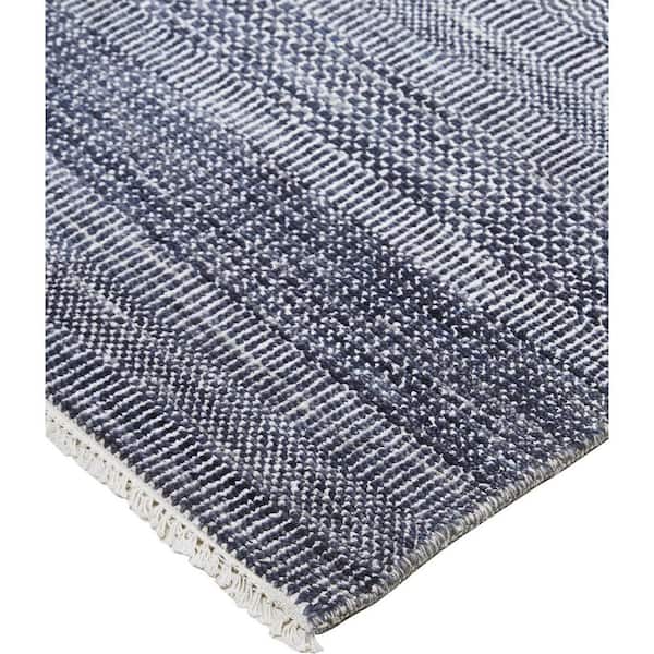 5 x 8 Blue and Gray Striped Area Rug