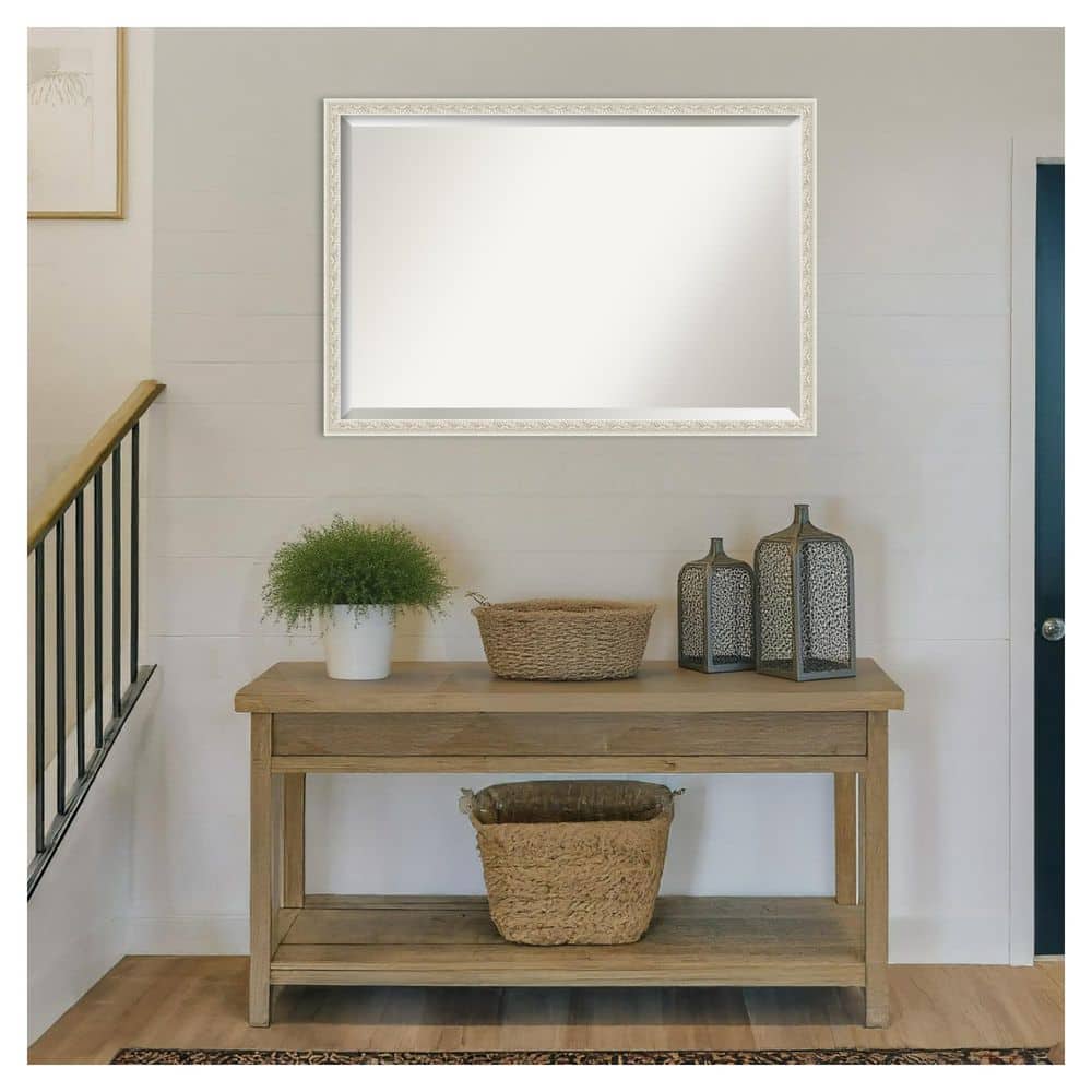 Bethany Silver 38 in. x 26 in. Beveled Traditional Rectangle Wood Framed Wall Mirror price history on PriceWatchPro