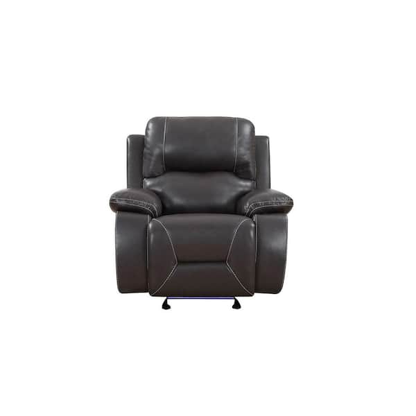 HomeRoots Charlie Gray Leather Rocker Recliner