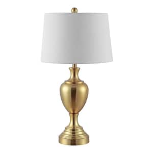 Poppy 28 in. Brass Table Lamp with White Shade