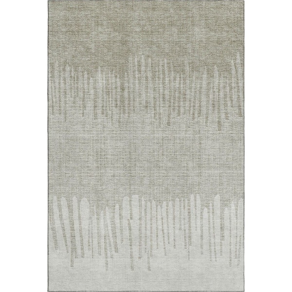 Mayfield Premium Machine Washable Abstract AMF2135 Putty 5 ft. x 7 ft. 6 in. Area Rug