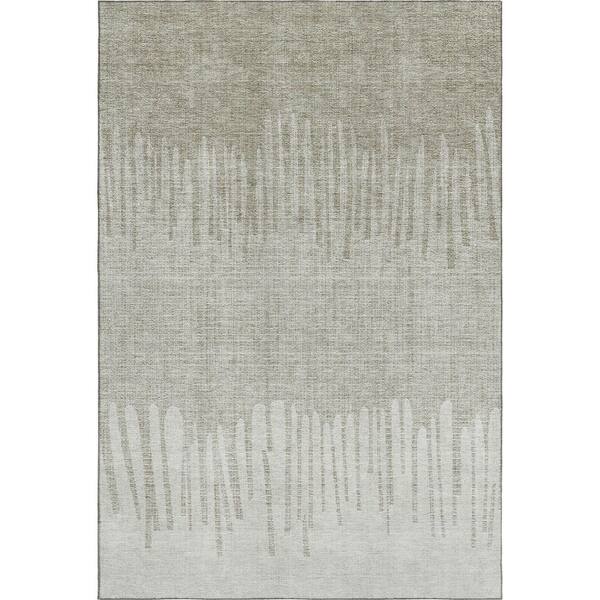 Mayfield Premium Machine Washable Abstract AMF2135 Putty 8 ft. x 10 ft. Area Rug