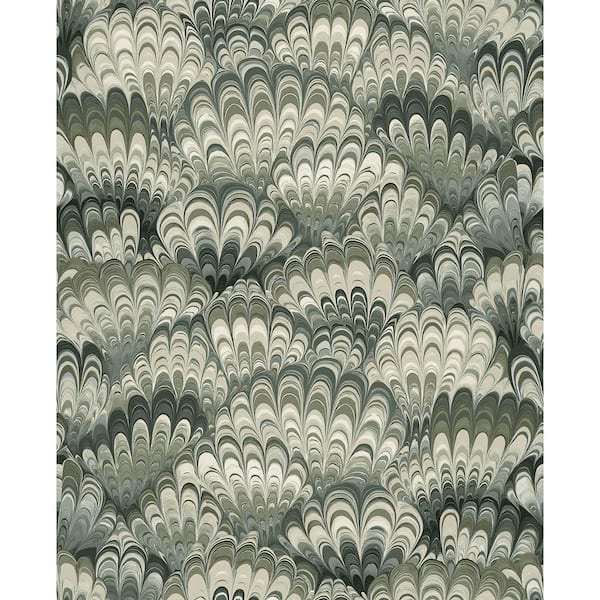 A-Street Prints Octavia Dark Green Marbled Ink Wallpaper