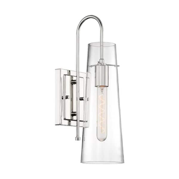 SATCO Alondra 1-Light Polished Nickel Wall Sconce with Clear Glass Shade
