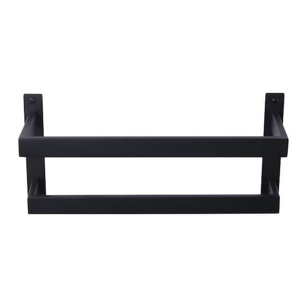 WOWOW 16 in. Wall Mounted Double Towel Bar in Matte Black