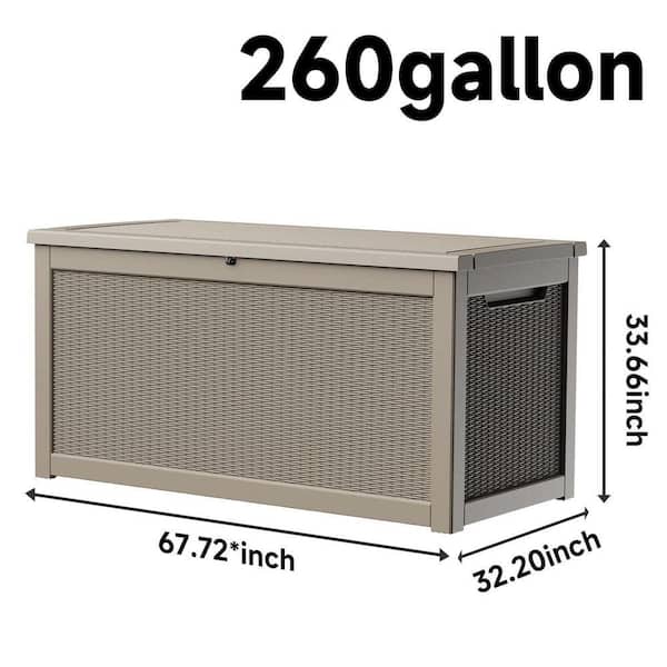 All-Weather 260 Gal. Grey Resin Deck Box Large Outdoor Storage Box