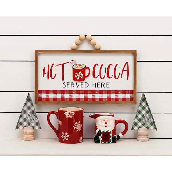 Hot Cocoa Served Here Sign Hot Cocoa Cup Wooden Sign Retro Hot Cocoa Bar  Decor Coffee Shop Hot Cocoa Accessories Wall Decorations for Home Kitchen