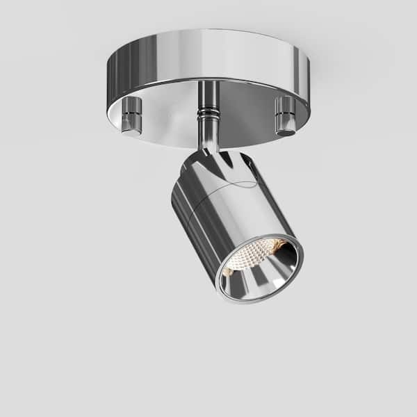 Shura 1-Light Polished Chrome Integrated LED Spotlight w/ Rotatable Light Head, Flush Mount Wall Sconce, 3000K, 490 Lmn
