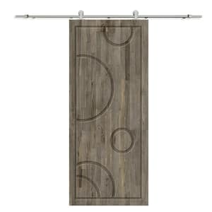 30 in. x 84 in. Weather Gray Stained Pine Wood Modern Interior Sliding Barn Door with Hardware Kit