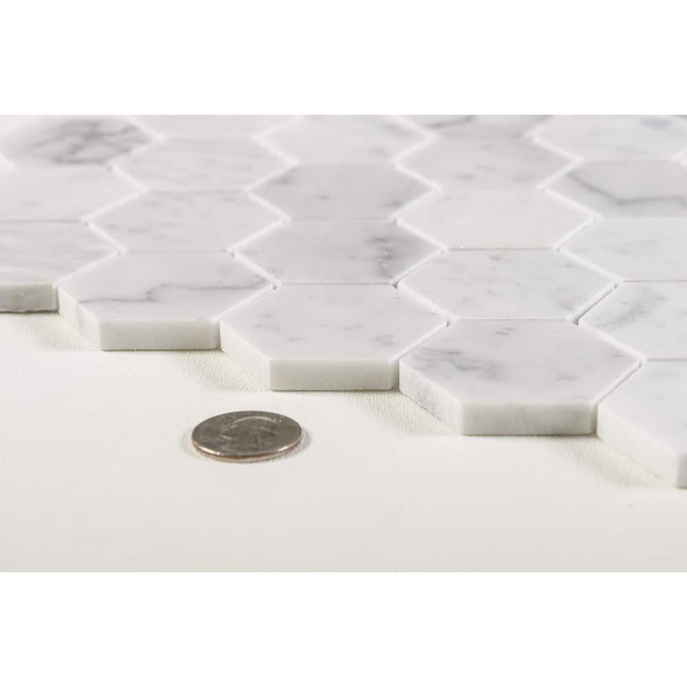 Duv Gray Matte 2" Hexagon Marble Mosaic Tile