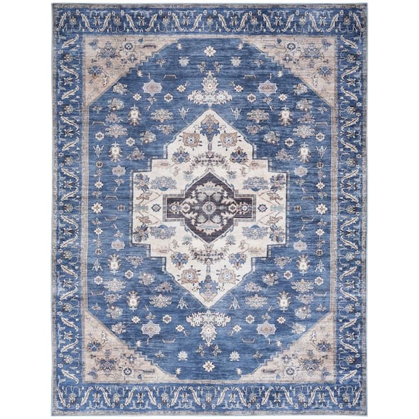 Nourison Brilliance Machine Washable Denim 8 ft. x 10 ft. Vintage Persian Area Rug