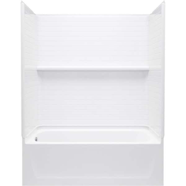 Sterling Traverse 60 in. x 32 in. x 77 in. 4-Piece Vikrell Bath and Shower Kit with Left-Hand Drain in. White