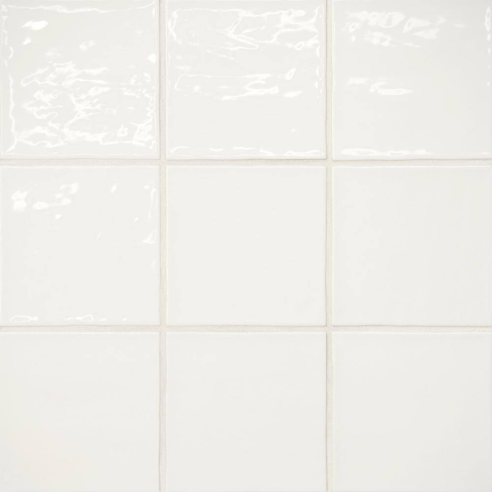 Bedrosians Marin 4 in. x 4 in. Glossy Pearl White (White) Ceramic