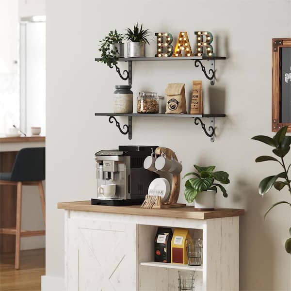 y、ライフ 31.5 in. W x 7.87 in. D Black Decorative Wall Shelf with