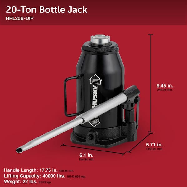 Husky 20-Ton Hydraulic Bottle Car Jack HPL20B - The Home Depot