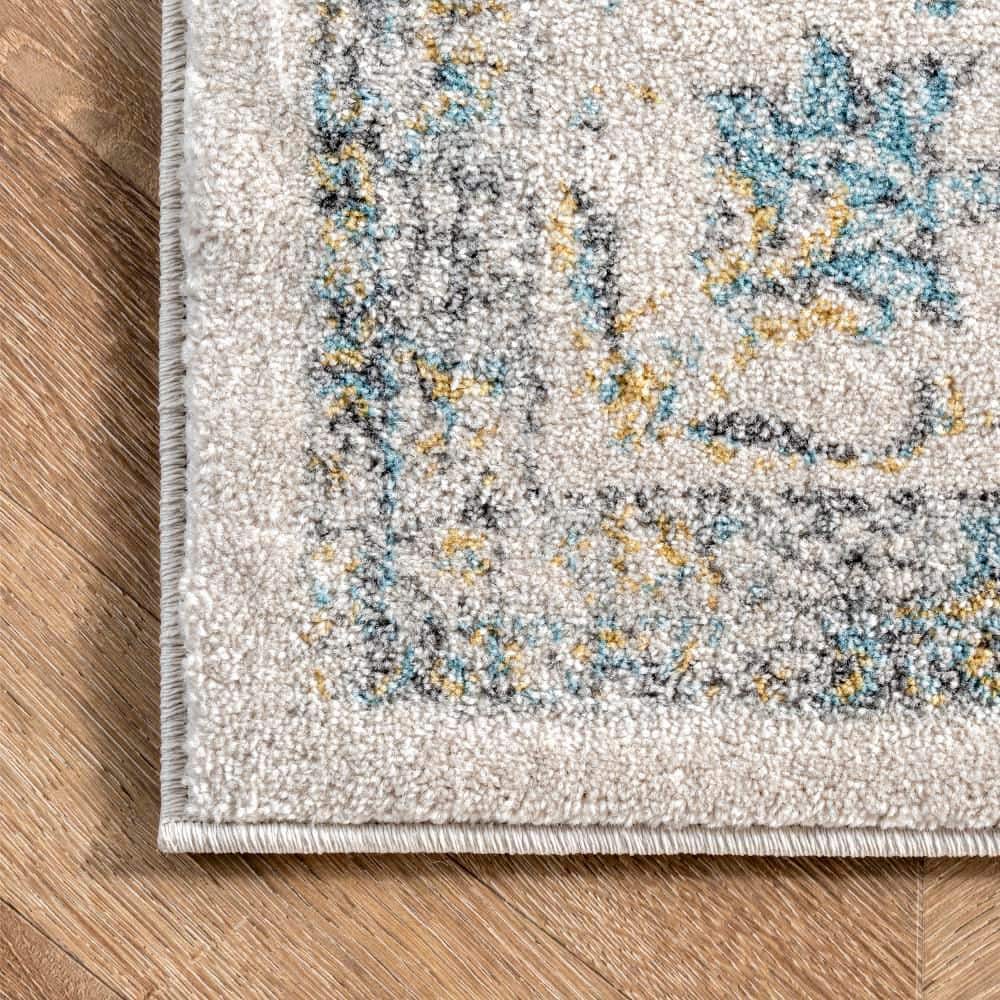 Blue and White 5' x 7' Vintage Persian Style Area Rug