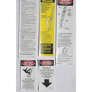 Fiberglass Extension Ladder Safety Labels, 300 lbs.