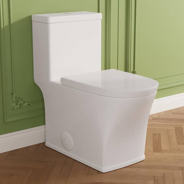 1-Piece 1.1/1.6 GPF Dual Flush 12 in. Rough in Elongated Toilet Comfort Seat Height in White, Seat Included