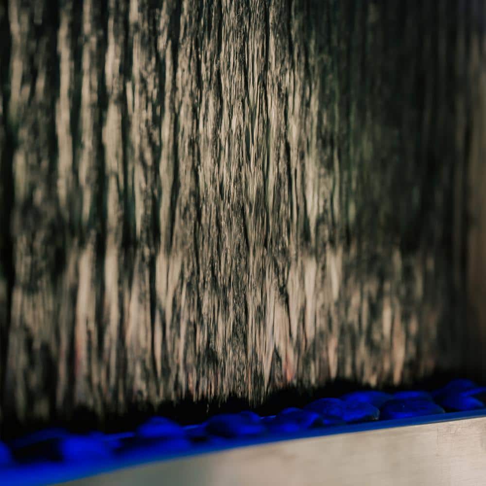 47" Black Glass Wall-Mounted Waterfall Fountain with LED Lights