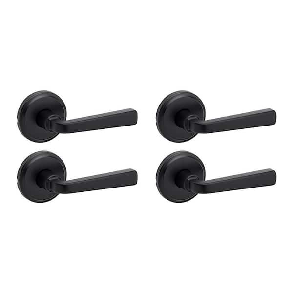 Kwikset Trafford Matte Black Reversible Round Straight Hall/Closet Door Handle (4 Pack)