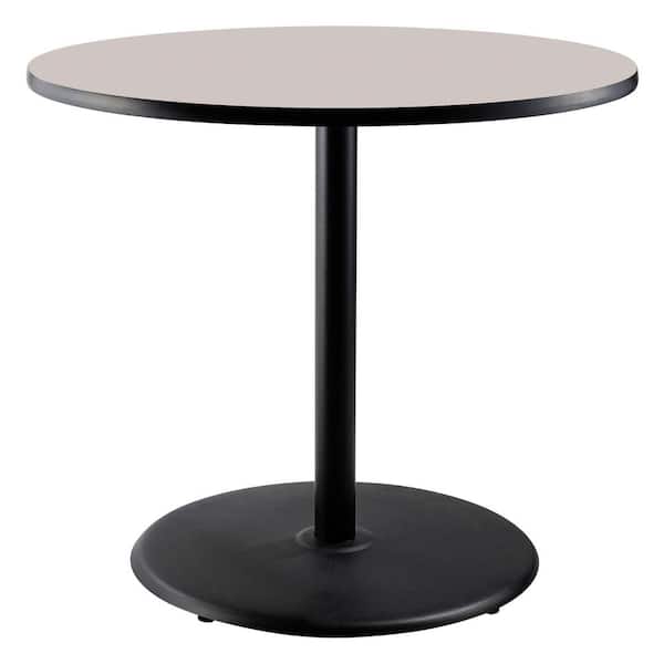 National Public Seating 36 in. Round CT Series Gray Laminate Composite Wood Core Top, Black Steel Column Dining Table, 36 in. Height (Seats 4)