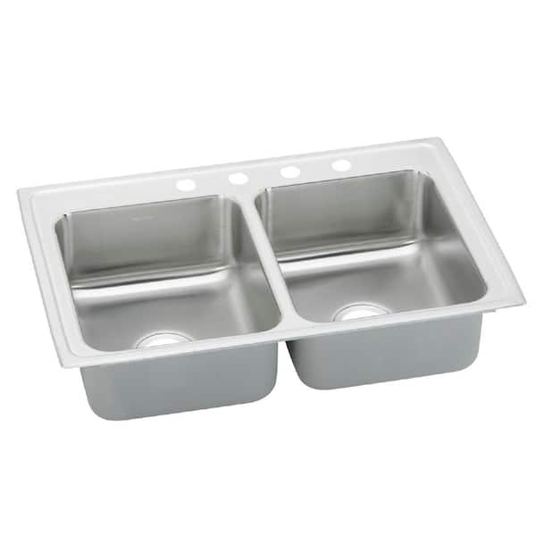 Elkay Celebrity 33in. Drop-in 2 Bowl 20 Gauge Brilliant Satin Stainless Steel Sink Only and No Accessories