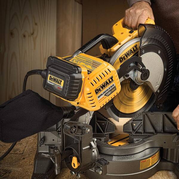 DEWALT - FLEXVOLT 120-Volt MAX Lithium-Ion Cordless Brushless 12 in. Miter Saw with AC Adapter, (2) Batteries 2Ah and Charger