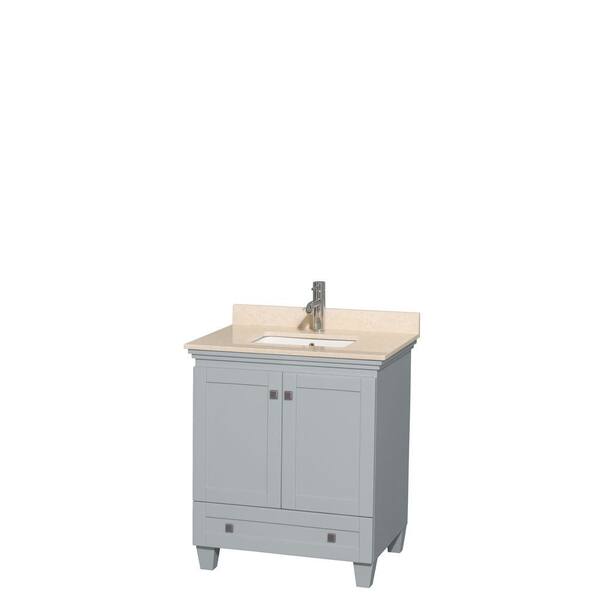 Wyndham Collection Acclaim 30 in. W x 22 in. D Vanity in Oyster Gray with Marble Vanity Top in Ivory with White Basin