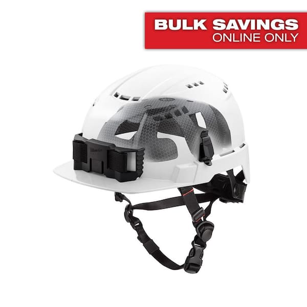 BOLT White Type 2 Class C Front Brim Vented Safety Helmet with IMPACT-ARMOR Liner