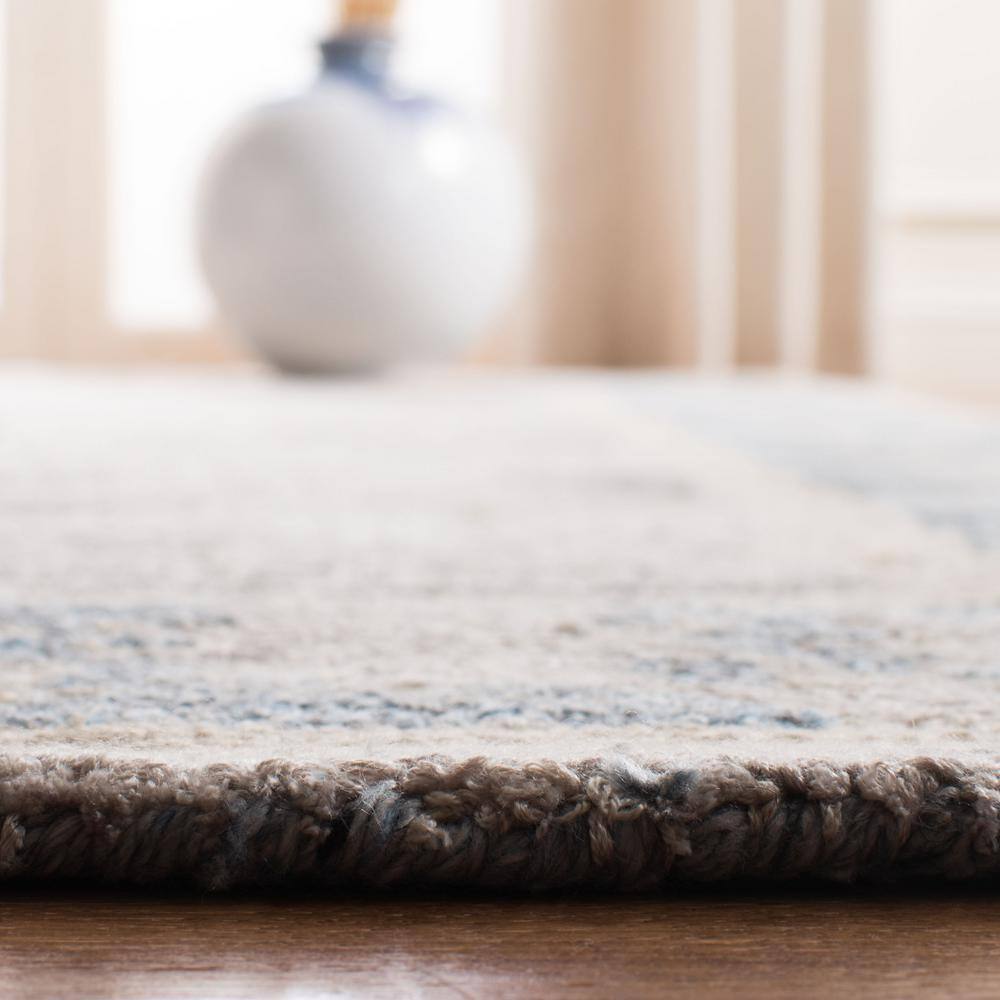 Hand-Tufted Blue and Beige Wool Blend Abstract 4' x 6' Area Rug