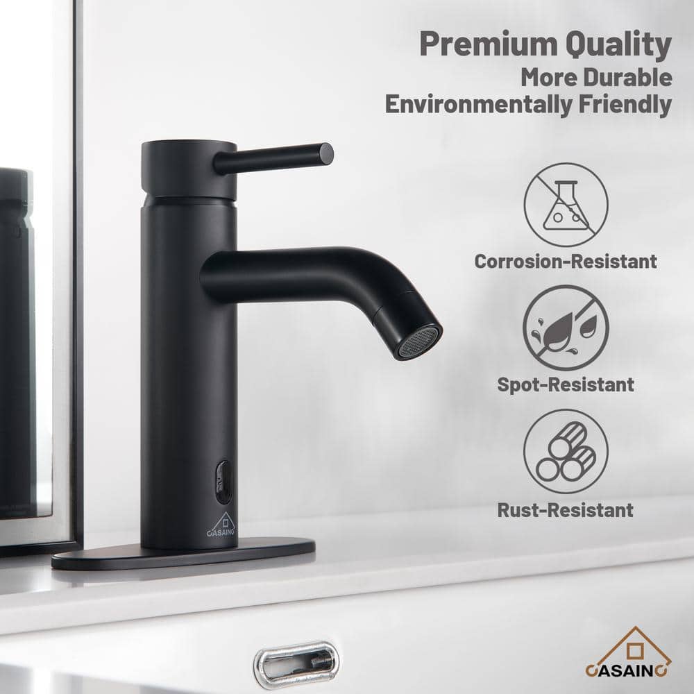 Matte Black Stainless Steel Touchless Bathroom Sink Faucet