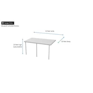 12 ft. x 10 ft. White Aluminum Attached Solid Patio Cover with 3 Posts (20 lbs. Live Load)
