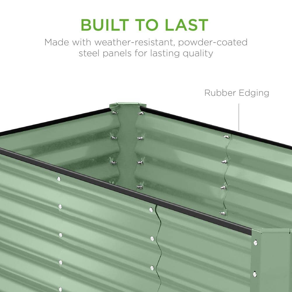 Sage Green 4x2x2ft Powder-Coated Steel Raised Garden Bed