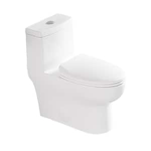 1.1/1.6 GPF Dual Flush Elongated Toilet in White Ceramic with Soft Close Seat 1-Piece
