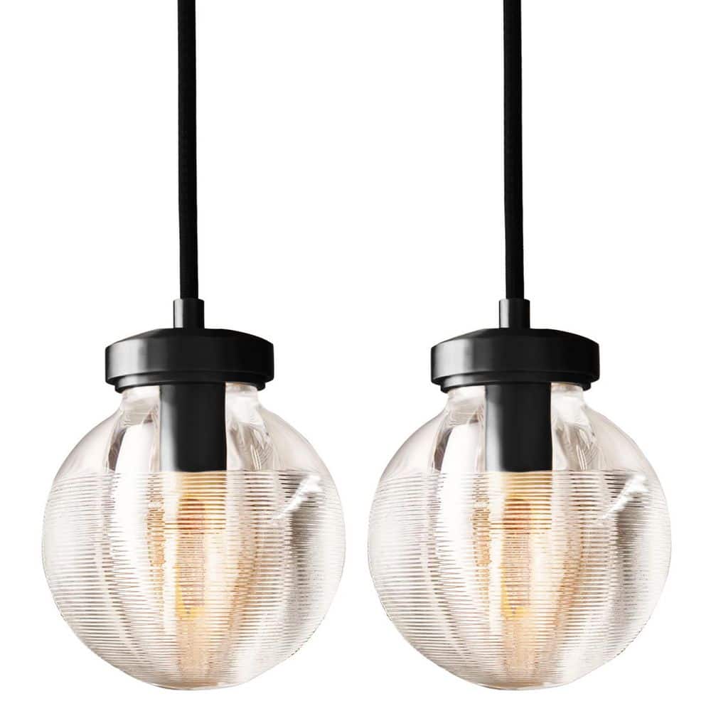 "2-Light 5"" Globe Black Glass Pendant Light, Modern, Minimalist Adjustable Pendant Light for Kitchen, Foyer, Hallway" price history on PriceWatchPro
