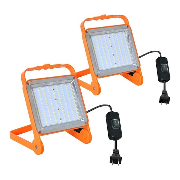 LEDライトセット オレンジ×イエロー 120V Volt 8000 Lumen LED Work Light Floodlight Corded IP65