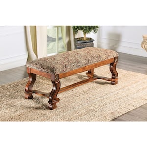 Lorena Antique Oak Upholstered Bench